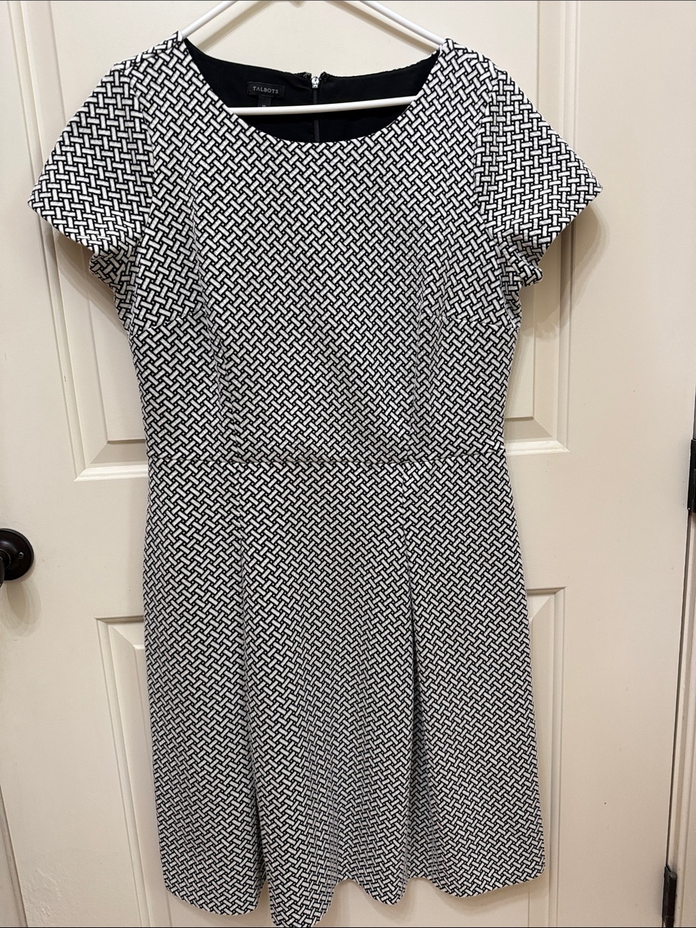 Talbots Black and White Geometric Midi Dress